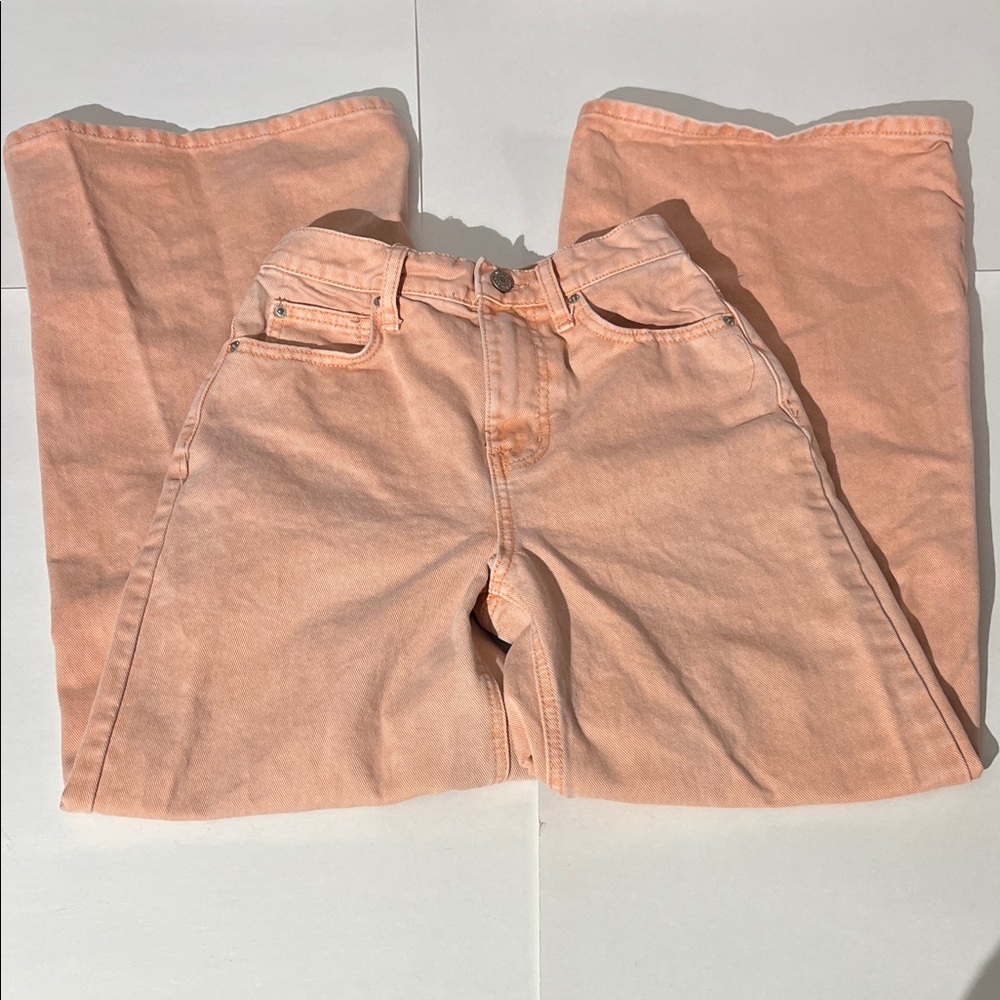 BDG Urban Outfitters Low A-Wide Leg Denim Jeans sz 24 Coral Orange Faded